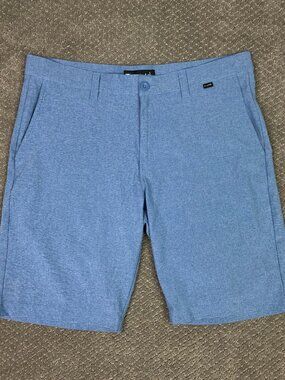 Travis Mathew Shorts Men's 36 Blue Micro Stripe Sand Harbor Golf Performance 10"